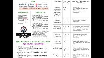 ISRO HSFC Technician - B Vacancy 2024 ll ISRO HSFC Recruitment 2024 ll ISRO HSFC Various Post Bharti