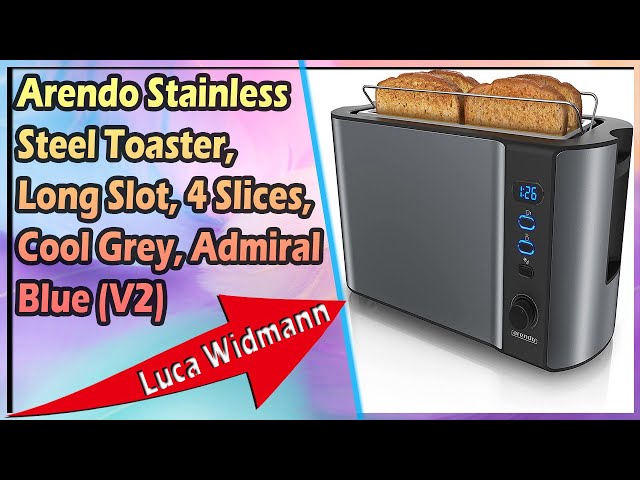 Arendo Stainless Steel Toaster, Long Slot, 4 Slices, Cool Grey