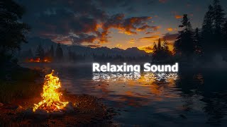 Find Peaceful Relaxation -Soothing Campfire at Sunset with Calming Virtual Fireplace Sounds