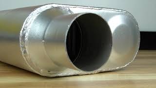 555-30222 JEGS Chambered Deep Tone Muffler 2 500 in  Offset Inlet   Offset Outlet