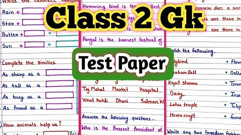 Class 2 Gk Half Yearly Exam Paper| Class 2 Half Yearly Exam 2024| Gk Question and Answer