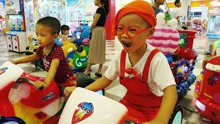 Indoor Playground for kids with fun game center baby and brother playing - Nursery rhyme songs