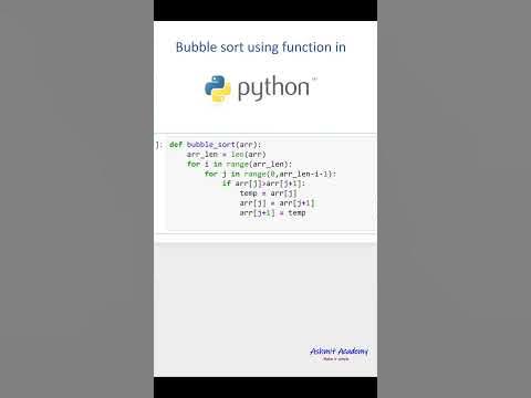 Bubble sort using function in Python - YouTube