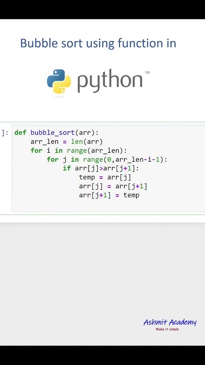 Bubble sort using function in Python - YouTube