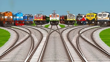 All Trains Crossing By Curved Branched Railroad Tracks | Railworks Beamng Drive train simulator @NTG