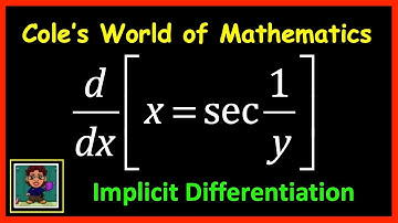 Implicit Differentiation x = sec (1/y) in Calculus 1
