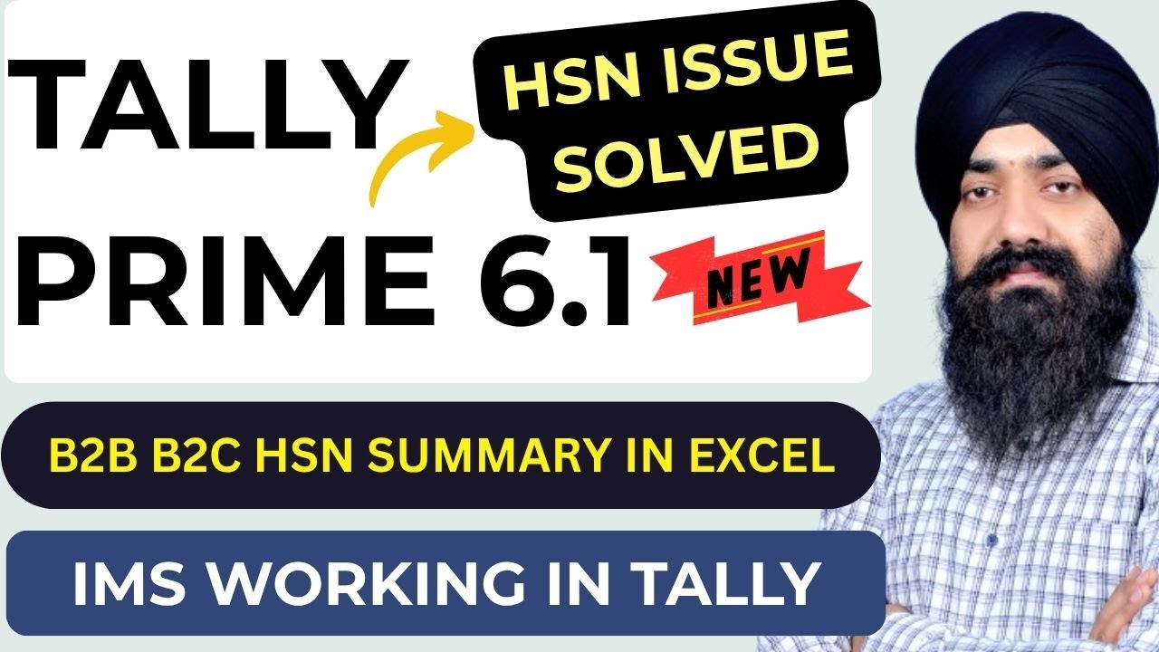B2B B2C HSN SUMMARY IN EXCEL FROM TALLY PRIME | IMS IN TALLY |  TALLY PRIME 6.1 UPDATE