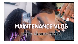 MAINTENANCE VLOG | Wig install, lashes, nails ,eyebrows + more