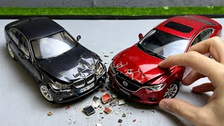 Frontal Impact Test! 1:18 BMW E90 vs Mazda Atenza Realistic Simulation