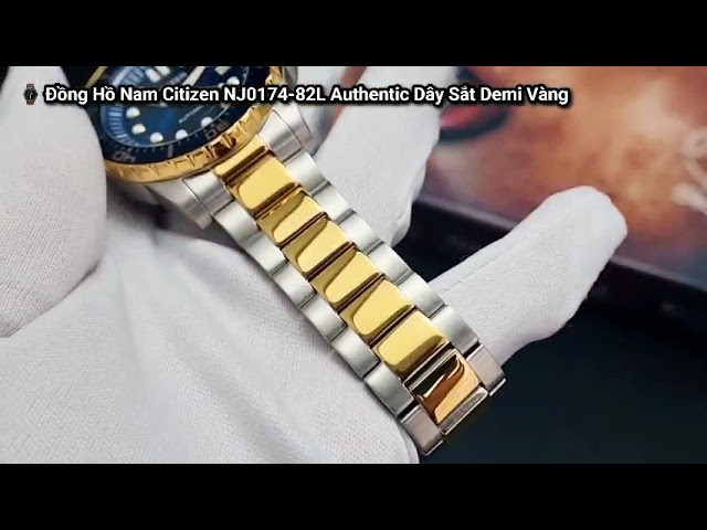 Hwatch Review Đồng Hồ Nam Citizen NJ0174-82L Automatic Dây Sắt Demi Vàng Mặt Xanh