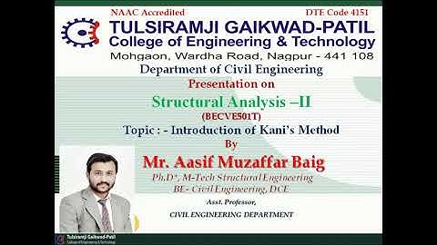 Structural Analysis-II-Introduction & Analysis of continuous beam by Kani