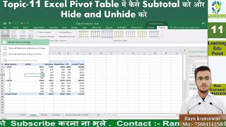 Excel Pivot Topic 11: How to Subtotal, Hide, and Unhide in Excel Pivot Tables Excel Pivot Topic 11: How to Subtotal, Hide, and Unhide in Excel Pivot Tables