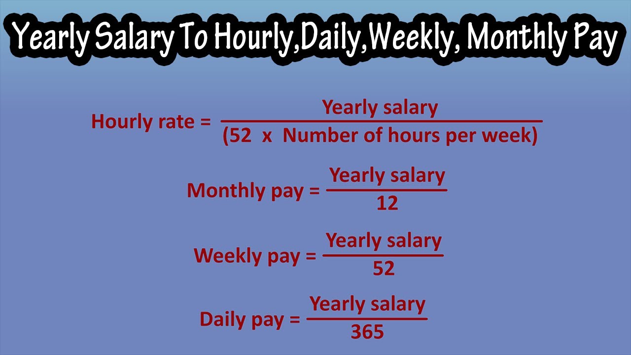 How To Convert Yearly Salary To Hourly Pay Rate Weekly Pay Monthly