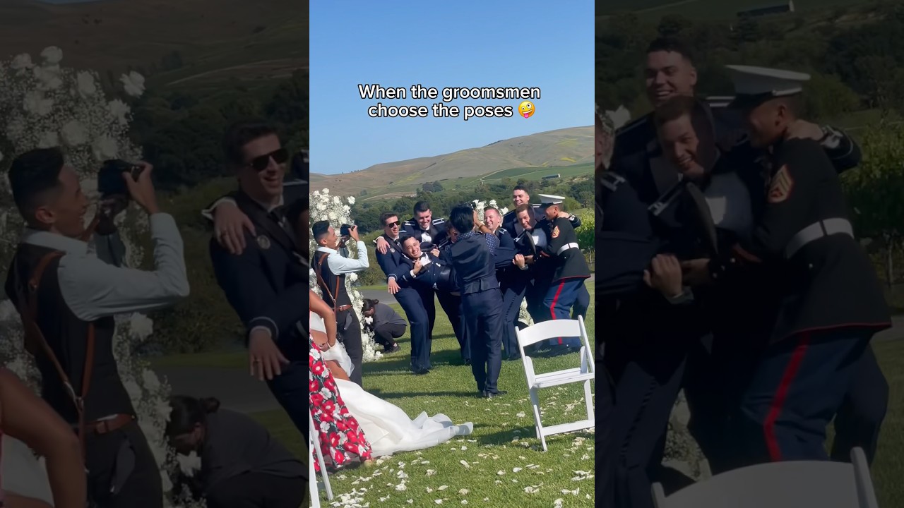 When the groomsmen choose the poses… 👀 