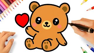 HOW TO DRAW A CUTE TEDDY BEAR EASY 🧸❤️