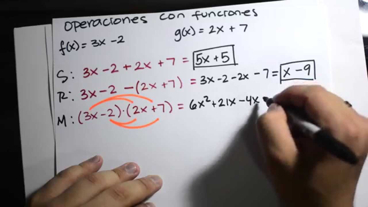 OPERACIONES CON FUNCIONES: suma, resta, multiplicación y división - YouTube