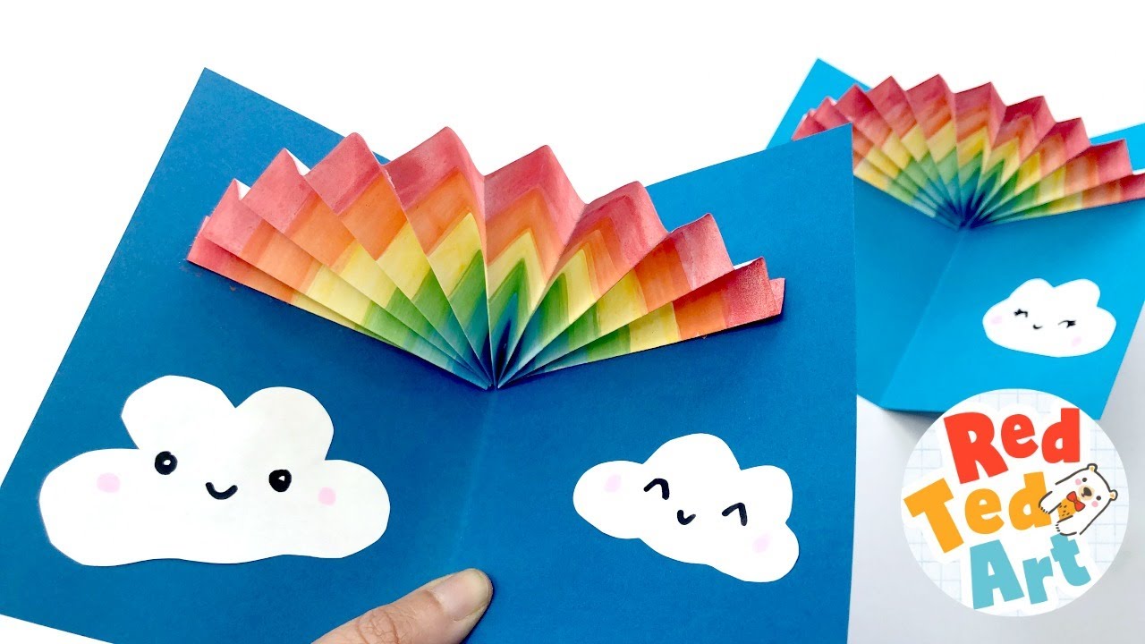 Rainbow Pop Card - Learn to make easy 3d Cards for Kids - 3d Rainbow -