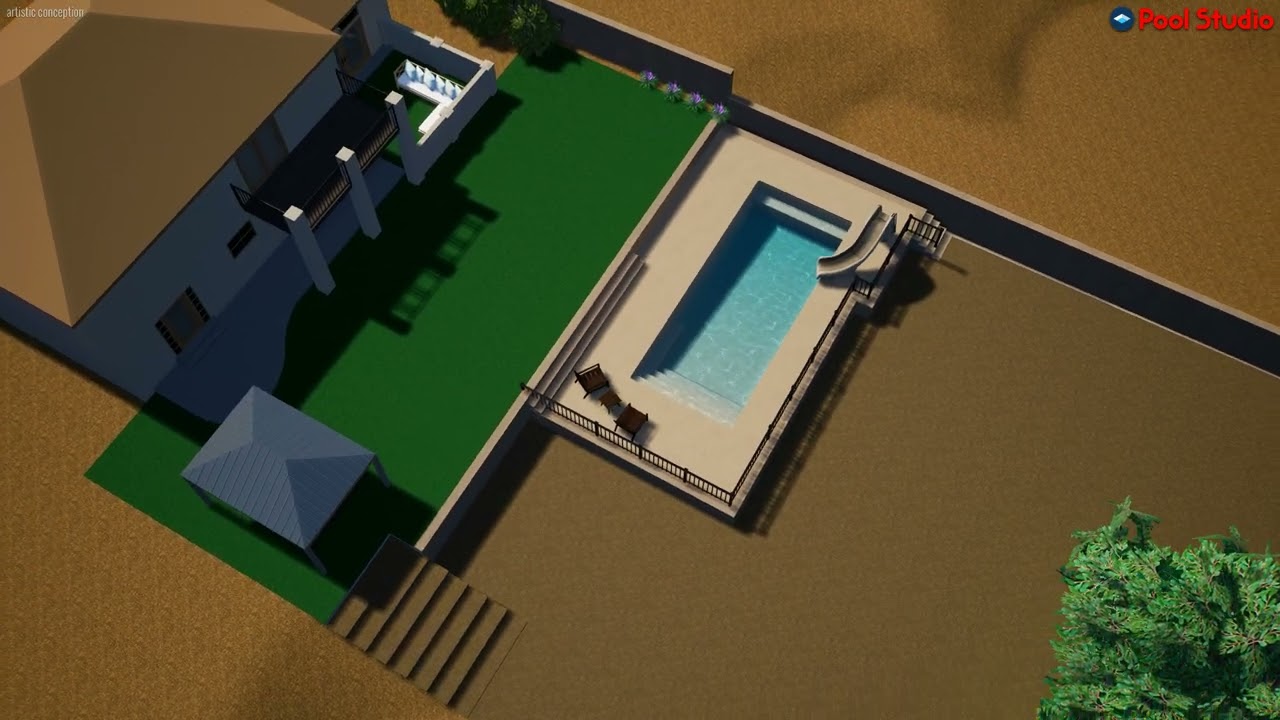 Raised Backyard Pool with a Slide