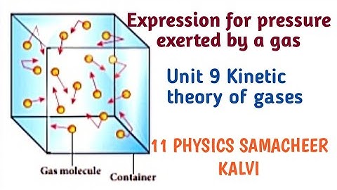 Expression for pressure exerted by a gas |Unit 9 Kinetic theory of gases| 11 Physics Samacheer kalvi