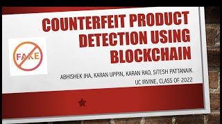 Counterfeit Product Detection Using Blockchain (Ethereum)