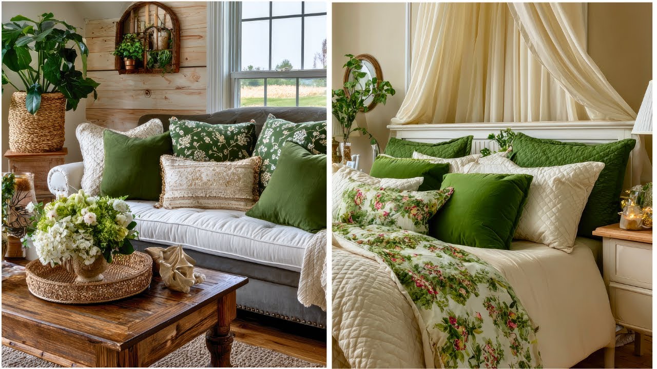 Romantic Cottagecore Interior Design 🌿 Rustic Green & Cream Decor Trends 2026