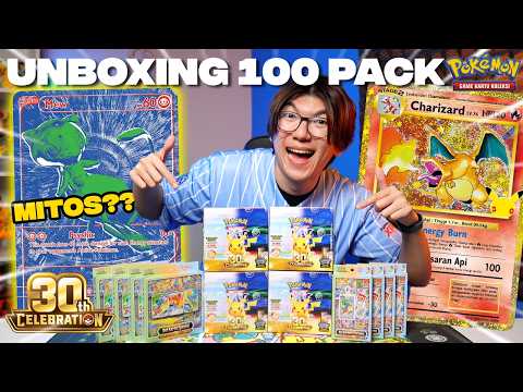 HAPPY BANGET!! SELEBRASI! UNBOXING 100 PACK 30th CELEBRATION!! - Pokemon TCG Indonesia
