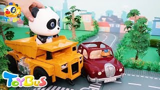 super panda catches thief super truck car story supermarket shopping toy story toybus