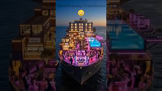 Rusty Cargo Ship Turned Into a Floating Party Hotel  😳 #transformation #construction #shorts
