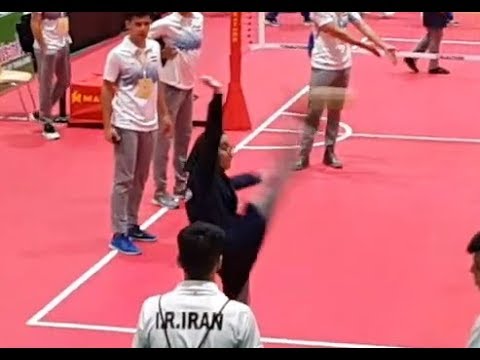 ลีลาสาวแว่นอิหร่านซ้อมท่าเหยียบตะกร้อ KING CUP, IRAN SEPAKTAKRAW WORLD