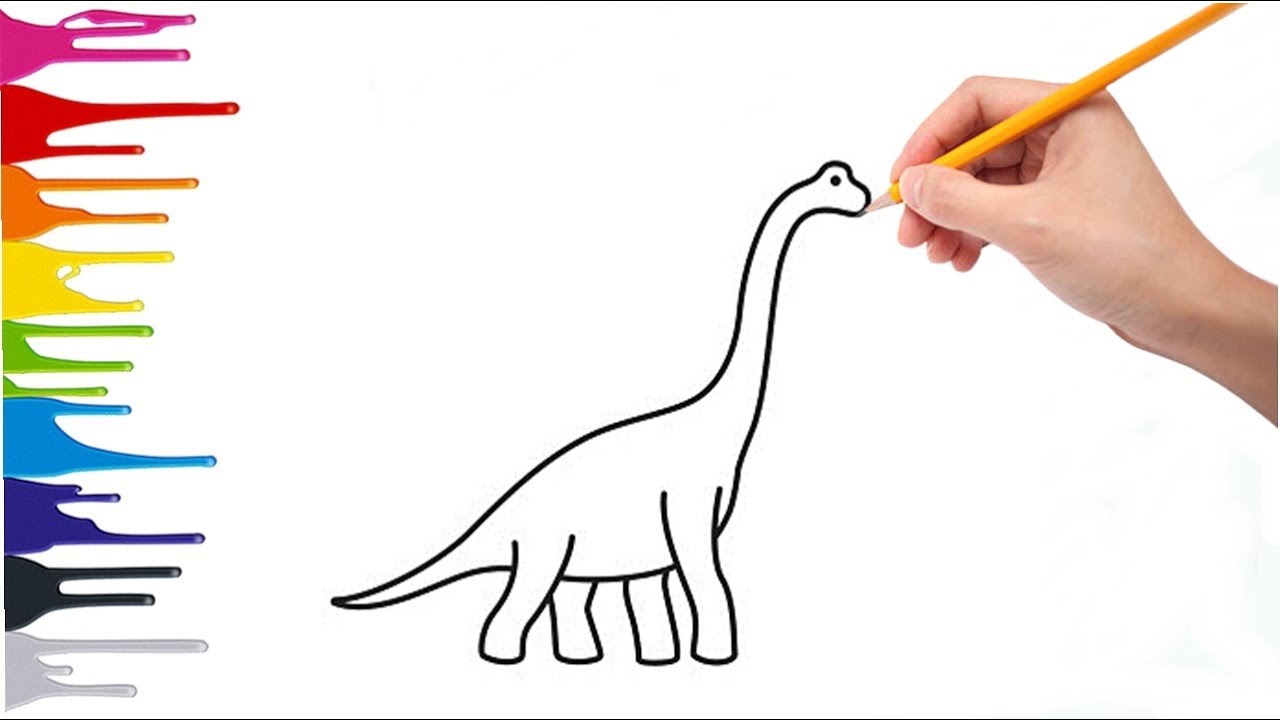 COMO DESENHAR UM DINOSSAURO BEM FÁCIL - Desenhos fáceis para crianças 