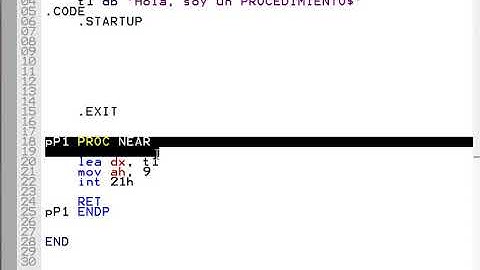 Vídeo #10. Definiendo un procedimiento NEAR en lenguaje ensamblador.