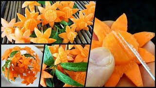Simple Carrot Rose Flower | Vegetable Carving Garnish | Food Decoration