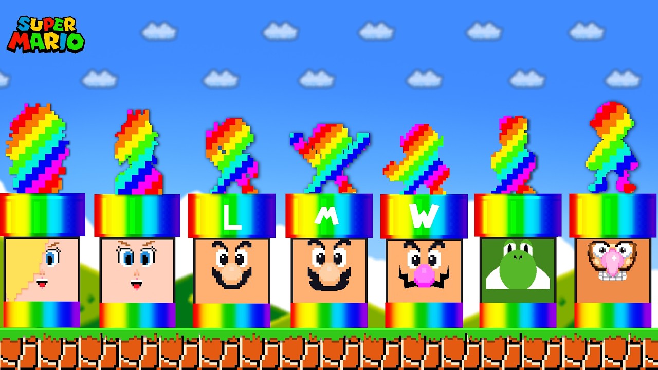 Super Mario Bros., but There Are More Custom Rainbow Versions for All Characters! #pipe