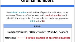 Data Representation   Ordinal numbers