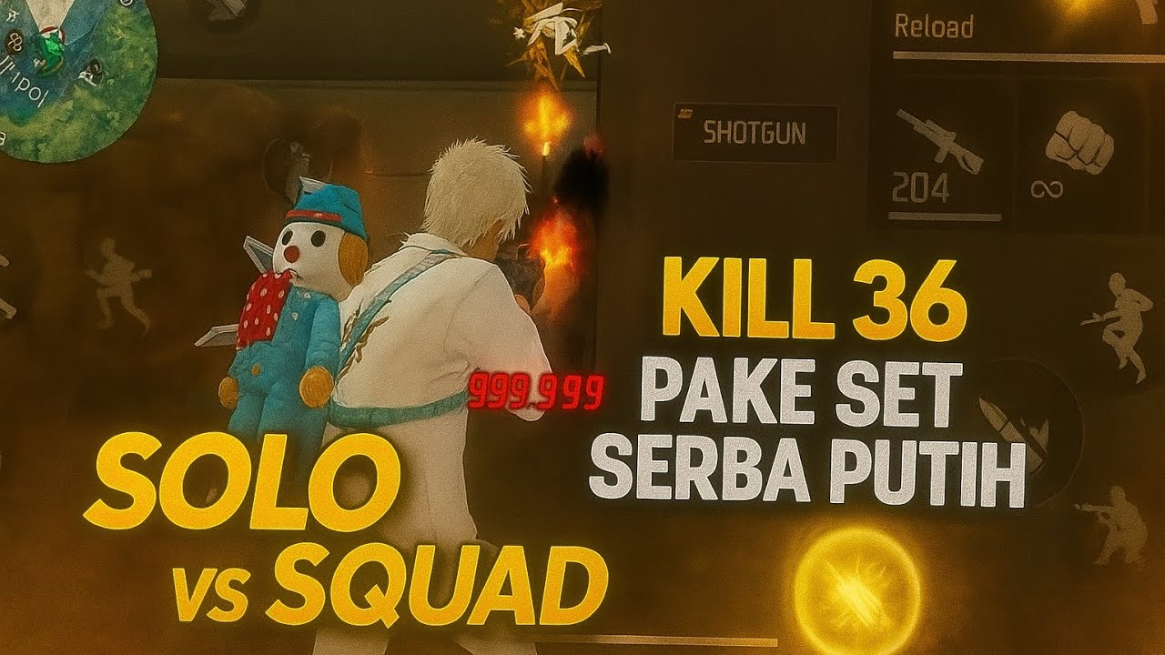 KILL 36 SOLO VS SQUAD PAKE SET SERBA PUTIH ! BARBAR TERUS!! - YouTube