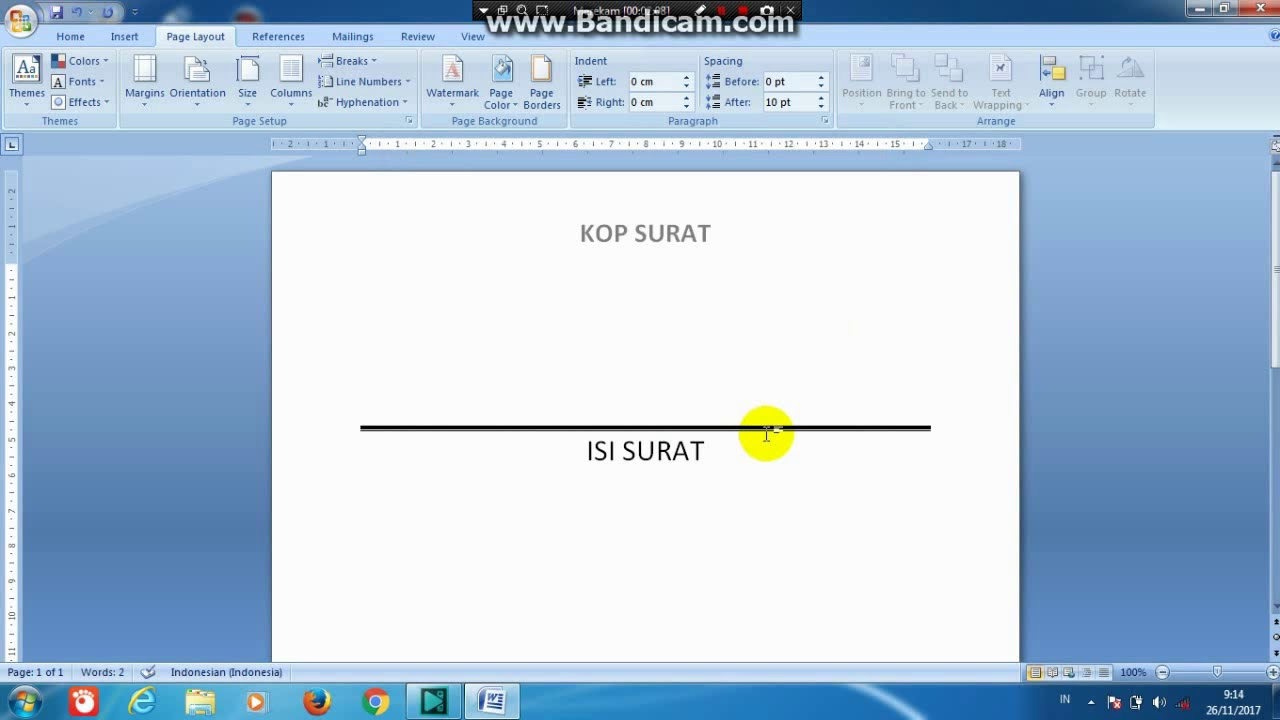 Cara Membuat Garis Bawah Kop Surat