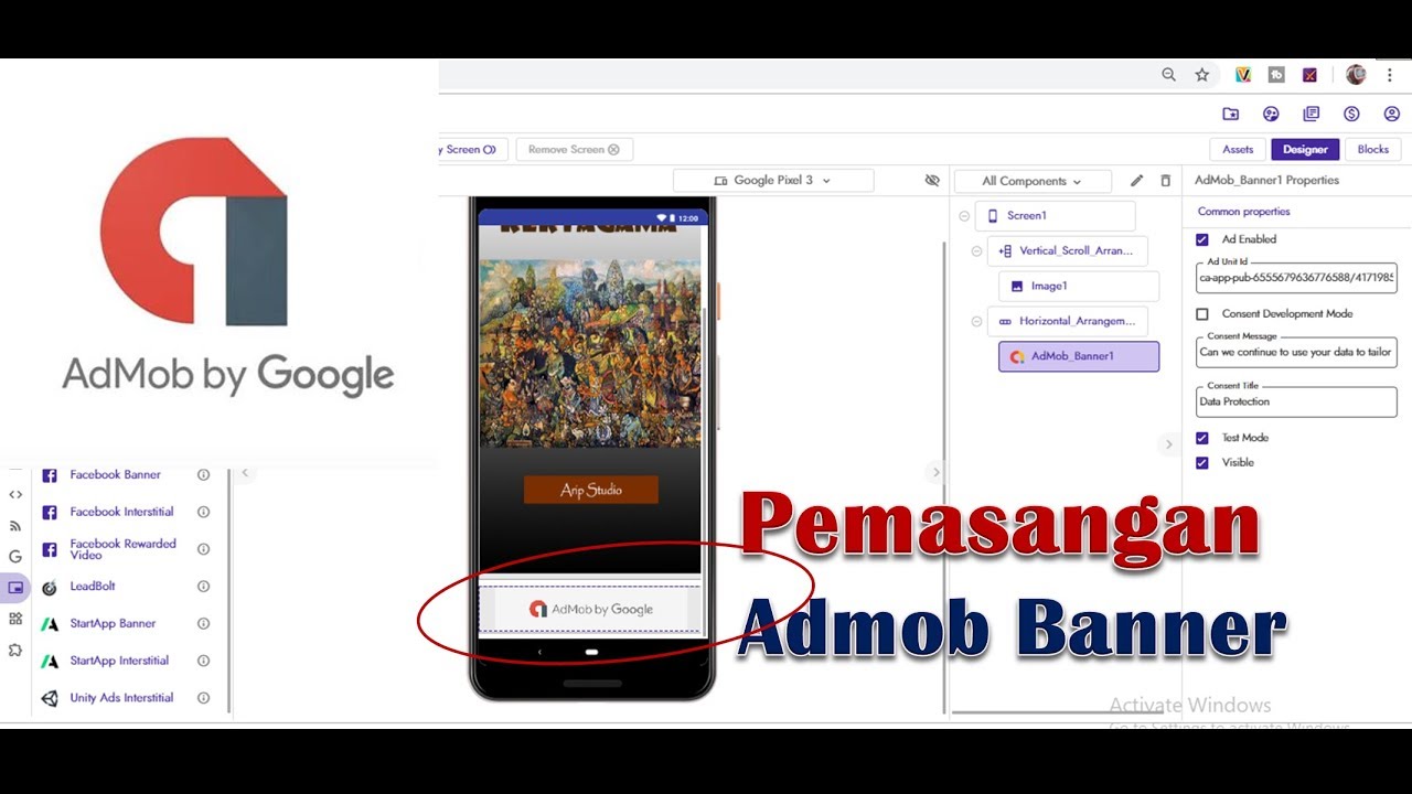 Pemasangan Admob Banner Pada Aplikasi Android Dengan Kodular Youtube