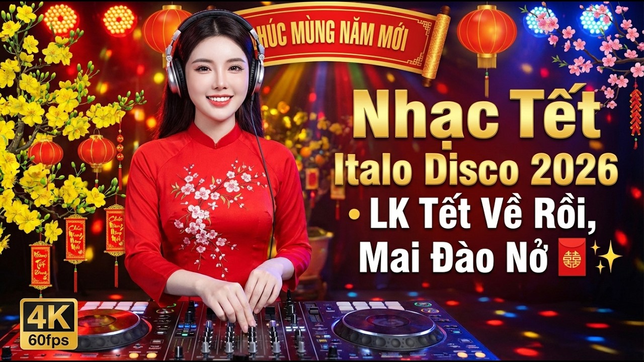 Nhạc Tết Italo Disco 2026 • LK Tết Về Rồi, Mai Đào Nở | 80s Synthpop Disco Revival Lyrics 4K 🧧✨