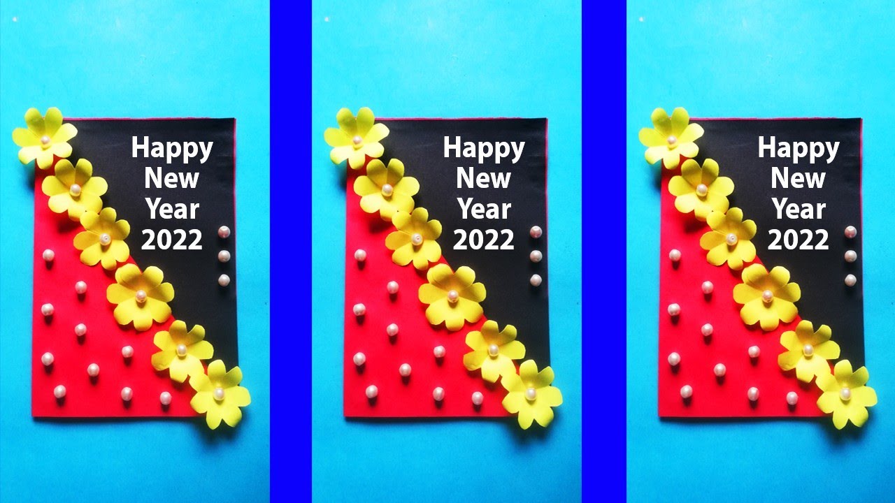 DIY Happy new year 2022 greeting card | New year card making handmade 2022