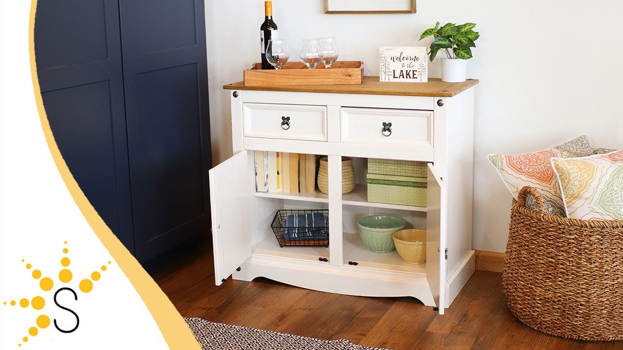Sunnydaze Kitchen Sideboard Cabinet with 2 Drawers and 2 Doors - White - 31.5" H - AGR-416