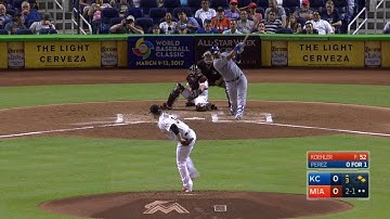 KC@MIA: Perez opens scoring with line-drive double