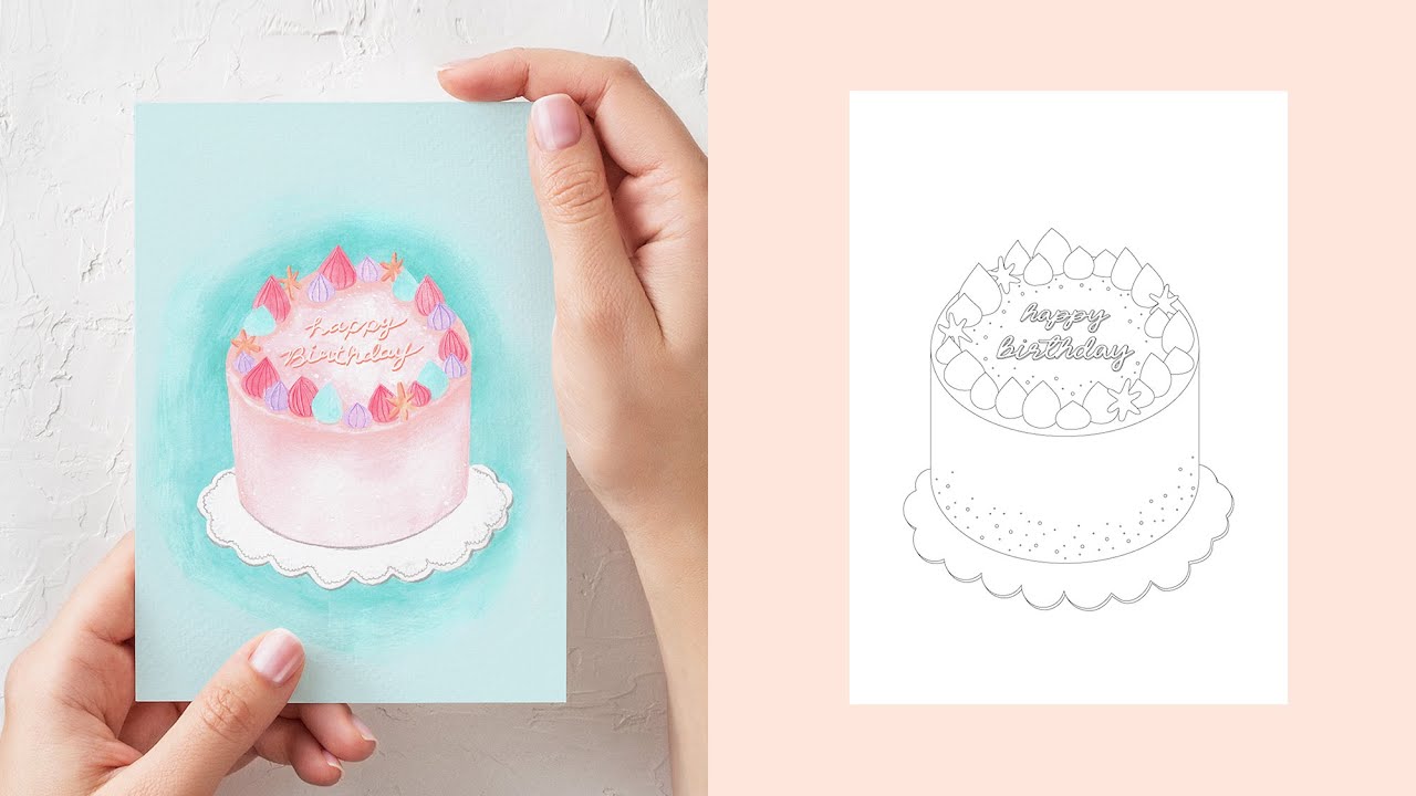 DIY Watercolor Birthday Card (FREE coloring card template!) - YouTube