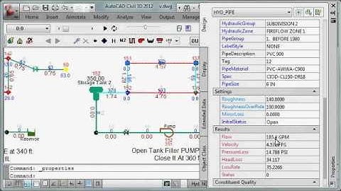 PIPES - Hydraulic Pipe Objects of HydrauliCAD inside of AutoCAD