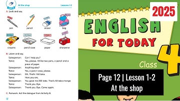 Class 4 English Page 12 Unit 6 Lesson 1-2 | At the shop | 2025 | 4th grade English 2025