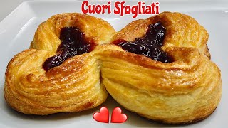 CUORI SFOGLIATI  ️ CON SOLO 3 INGREDIENTI facili e veloci ️ PUFF PASTRY HEARTS