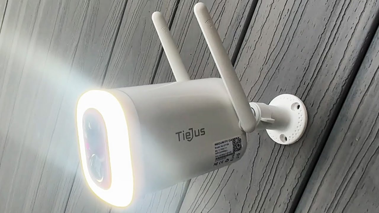TIEJUS 2K Floodlight Solar Security Cameras Wireless Outdoor