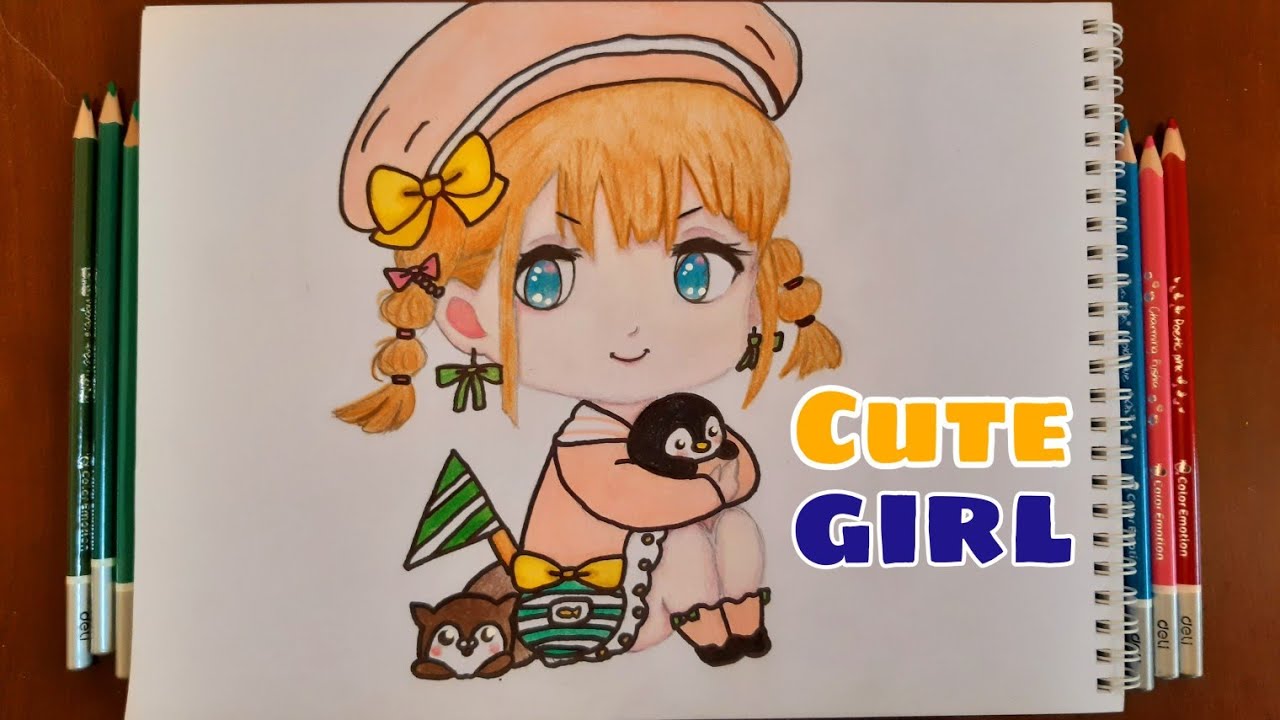 رسم انمي/ رسم بنت انمي كيوت😍 anime drawing / drawing a cute anime girl