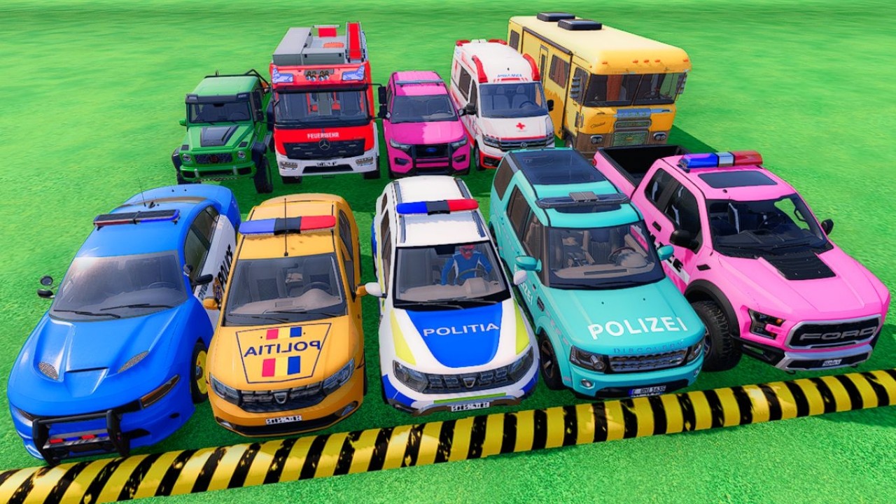 POLICE CARS, FIRE DEPARTMENT, AMBULANCE VEHICLE TRANSPORTING WITH TRUCKS ! Farming Simulator 22 #55