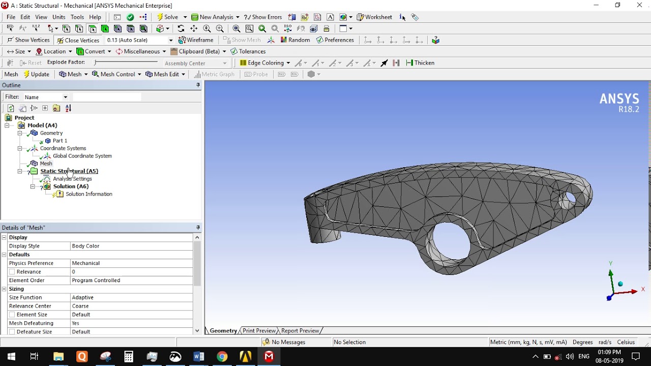 Analysis of lever (rocker arm) in Ansys Workbench YouTube