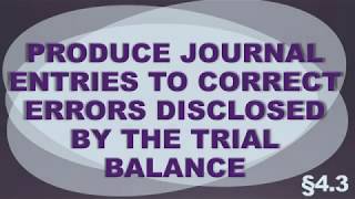 Produce Journal Entries to Correct Errors Disclosed by the Trial Balance [§4.3]